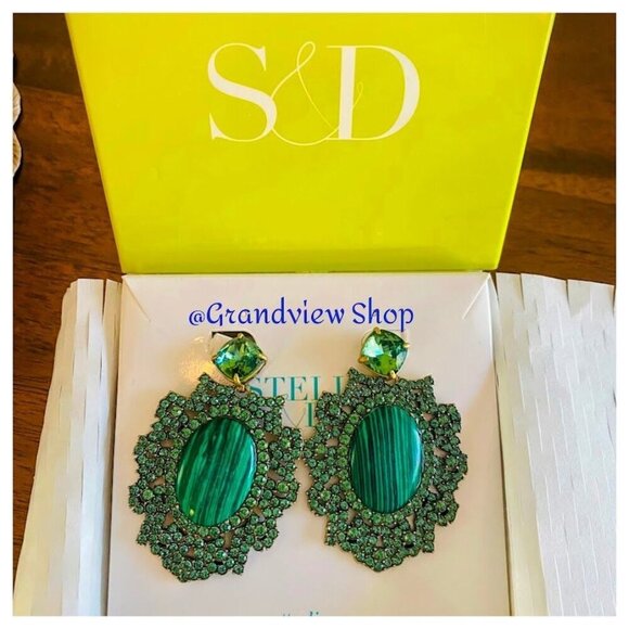 Stella & Dot Josephine Malachite Convertible Earrings NWT - Picture 3 of 10